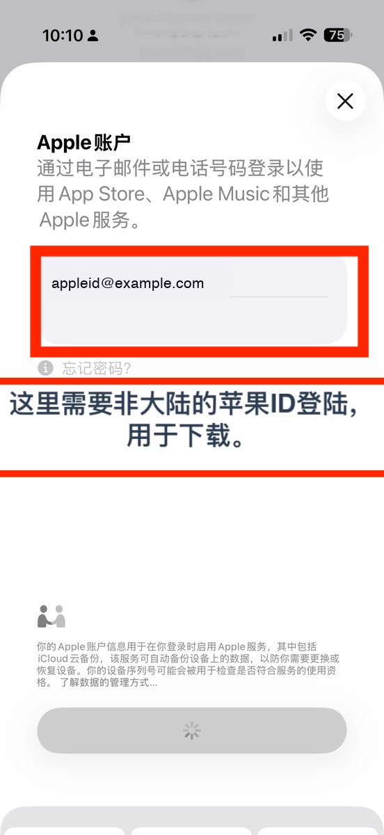 استمر في تسجيل الدخول بعد إكمال إدخال حساب Apple